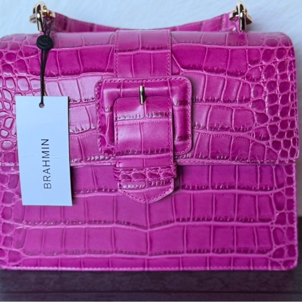 Brahmin Small Hallie Satchel Empower Tangsi Pink Leather BCA $365 - Picture 2 of 16